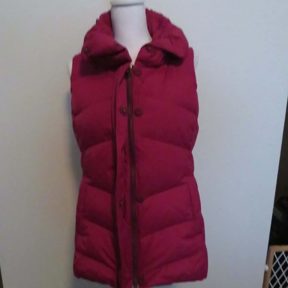 πβοΈπHPπβοΈπ Eileen Fisher, Down Puffer Vest-High Collar - S/P, Cranberry, EUC - Picture 8 of 15
